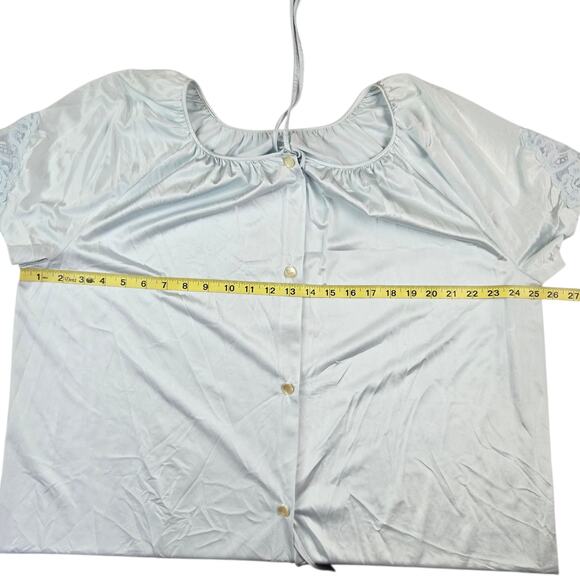 Womens Vintage Lorraine Pajama Set Size 1X Plus Blue Nylon Pants Shirt - Picture 7 of 8